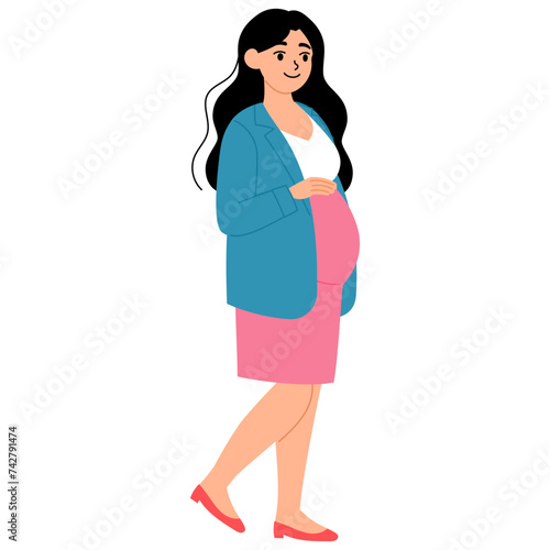 happy pregnancy working mom wearing blazer illustration