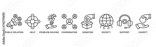 Volunteer banner web icon vector illustration concept