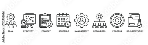 Work flow banner web icon vector illustration concept with icon
