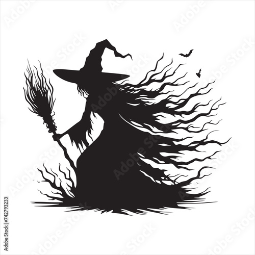 Spine-Chilling Halloween Witch Set of Silhouette - Transform Your Designs with Bewitching Halloween Witch Illustration
