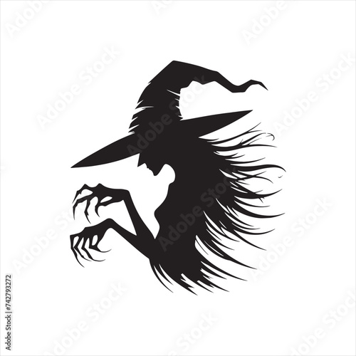 Halloween Witch Silhouette Showcase - Unleash the Power of Spooky Minimalism with Halloween Witch Illustration
