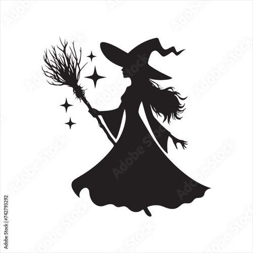 Enchanting Witch Silhouette Compilation - A Visual Feast of Halloween Elegance and Witch Vector - Halloween Silhouette
