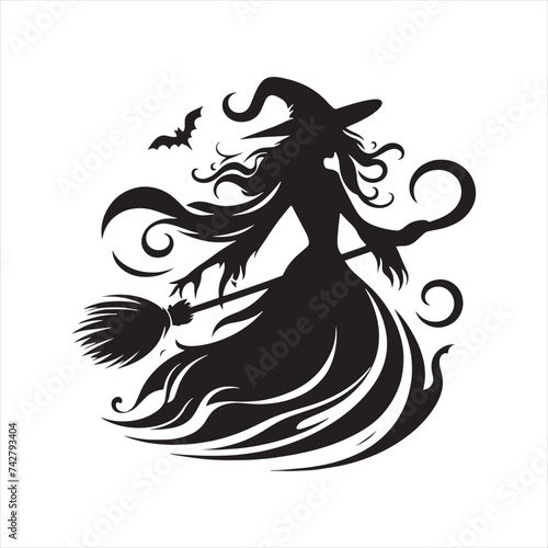 Mesmerizing Witch Silhouette Set - Dive into the World of Spooky Elegance with Witch Vector - Halloween Silhouette
