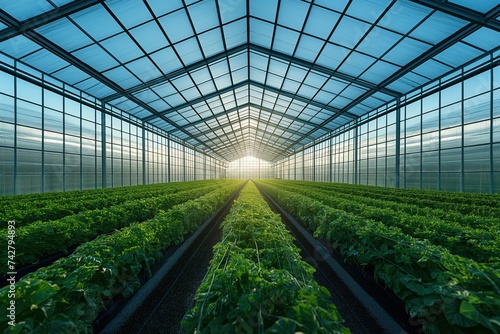 This photo showcases a large greenhouse filled with an abundance of lush and verdant plants.