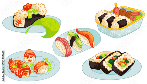 Food Illustration. Japanese food. Vector Illustration