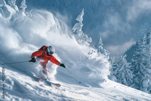 Stock photo skiing mountine