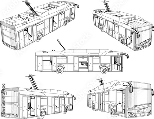 Vector illustration of a design sketch for public transportation, bus transportation in the city