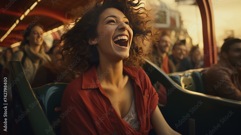 Woman Screaming on Roller Coaster Woman Screaming on Roller Coaster