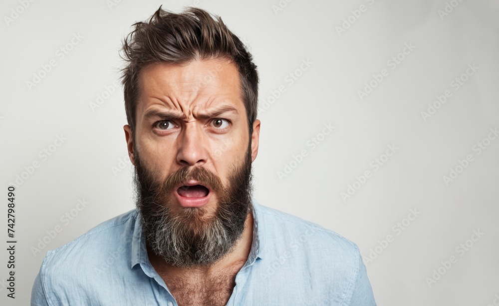 Angry man with beard