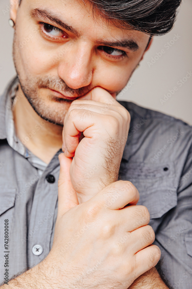 Portrait of a man looking thoughtfully to the side Portrait of a man looking thoughtfully to the side