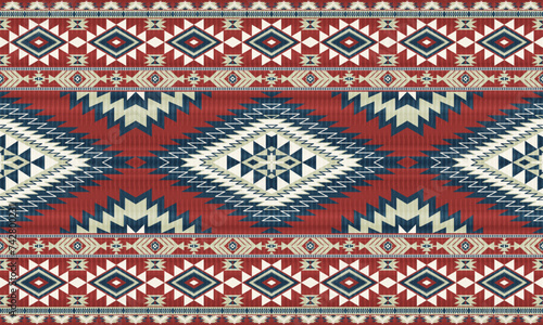 American tribal ethnic native pattern.Traditional Navajo,Aztec,Apache,Southwest and Mexican style fabric pattern.Abstract vector motifs pattern.For fabric,clothing,blanket,carpet,woven,wrap,decoration