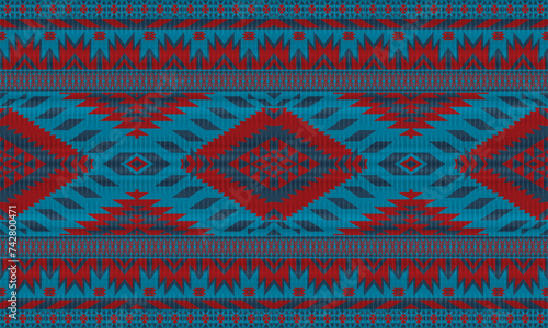 American tribal ethnic native pattern.Traditional Navajo,Aztec,Apache,Southwest and Mexican style fabric pattern.Abstract vector motifs pattern.For fabric,clothing,blanket,carpet,woven,wrap,decoration
