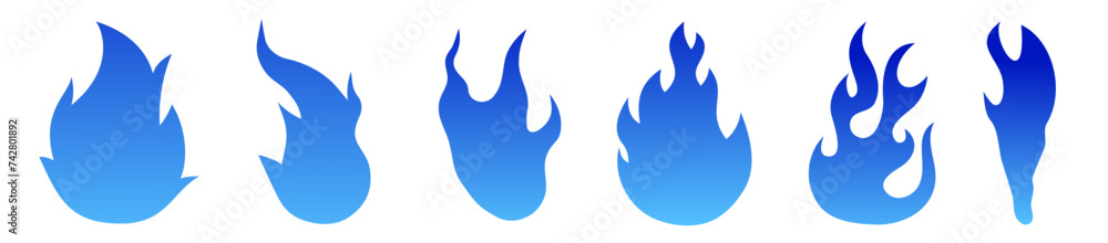 Cold blue fire. Gradient. Danger concept or fire logo design. Cold blue fire. Gradient. Danger concept or fire logo design.