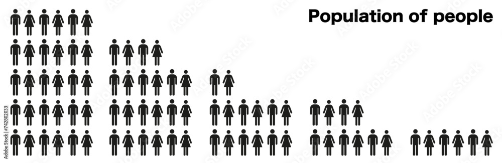 Human infographics. Gender pictogram vectors for presentation or website. Population of the planet.