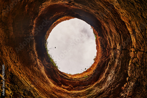 Inside a cave on the beaches of Lagos, Portugal, Europe photo