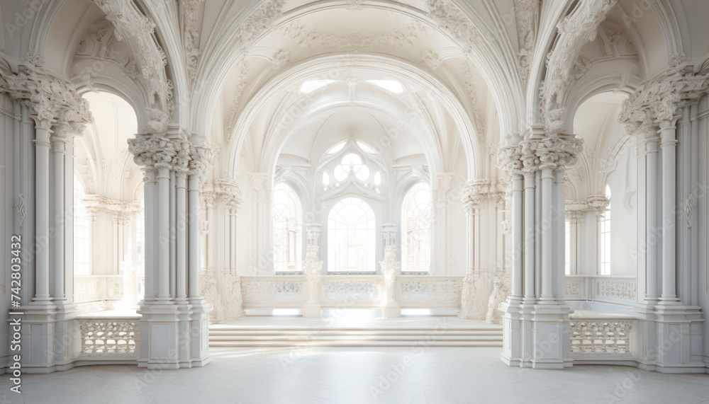 white marble and stone castle arches and window blackground