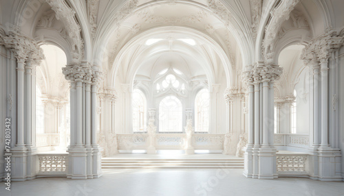 white marble and stone castle arches and window blackground