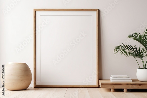 Mockup frame close up in living room interior, 3d render © CraftStoreLab