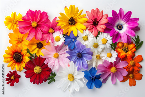 a group of flowers arranged according to different co photo