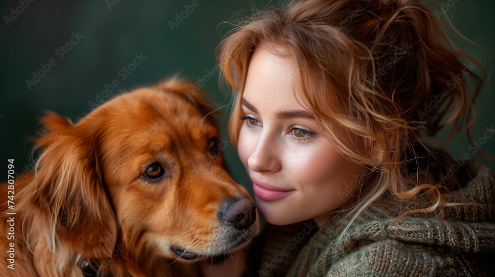 woman with dog with cute adorable dog