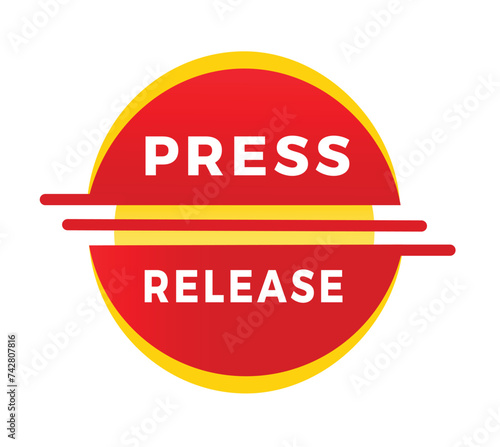 press release sign, red label banner modern style. Vector design for  advertising, business.