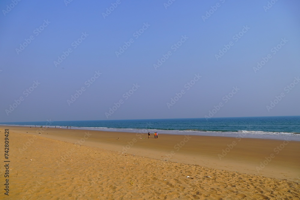 people walking on beach 19 feb 2024 , Golden Beach, Puri, Odisha