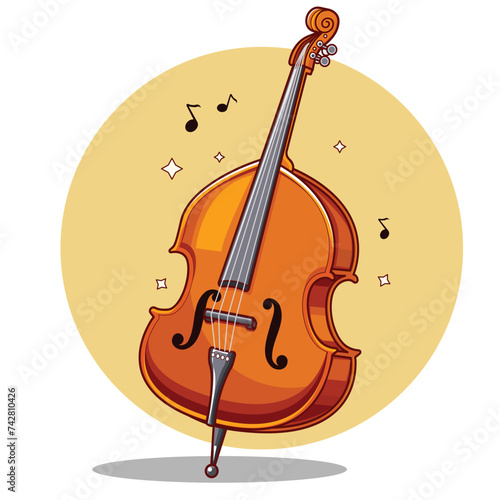 illustration of a double bass in cartoon style