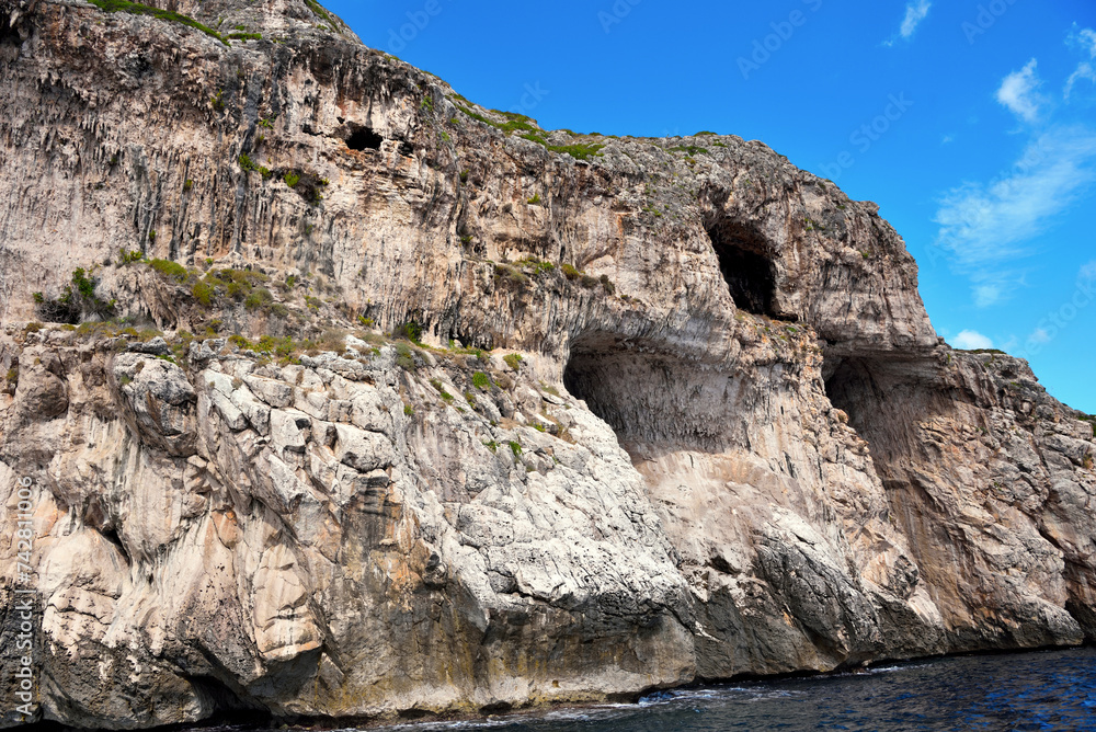 The caves on the Adriatic side of Santa Maria di Leuca seen from the tourist boat



