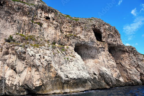 The caves on the Adriatic side of Santa Maria di Leuca seen from the tourist boat    