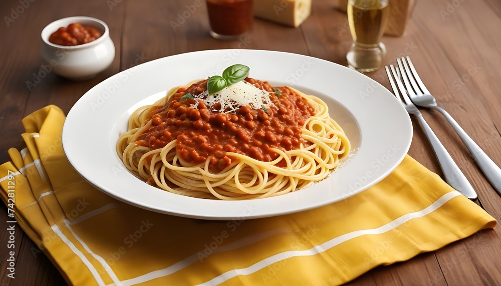 Spaghetti z mięsem mielonym - obrazy, fototapety, plakaty 