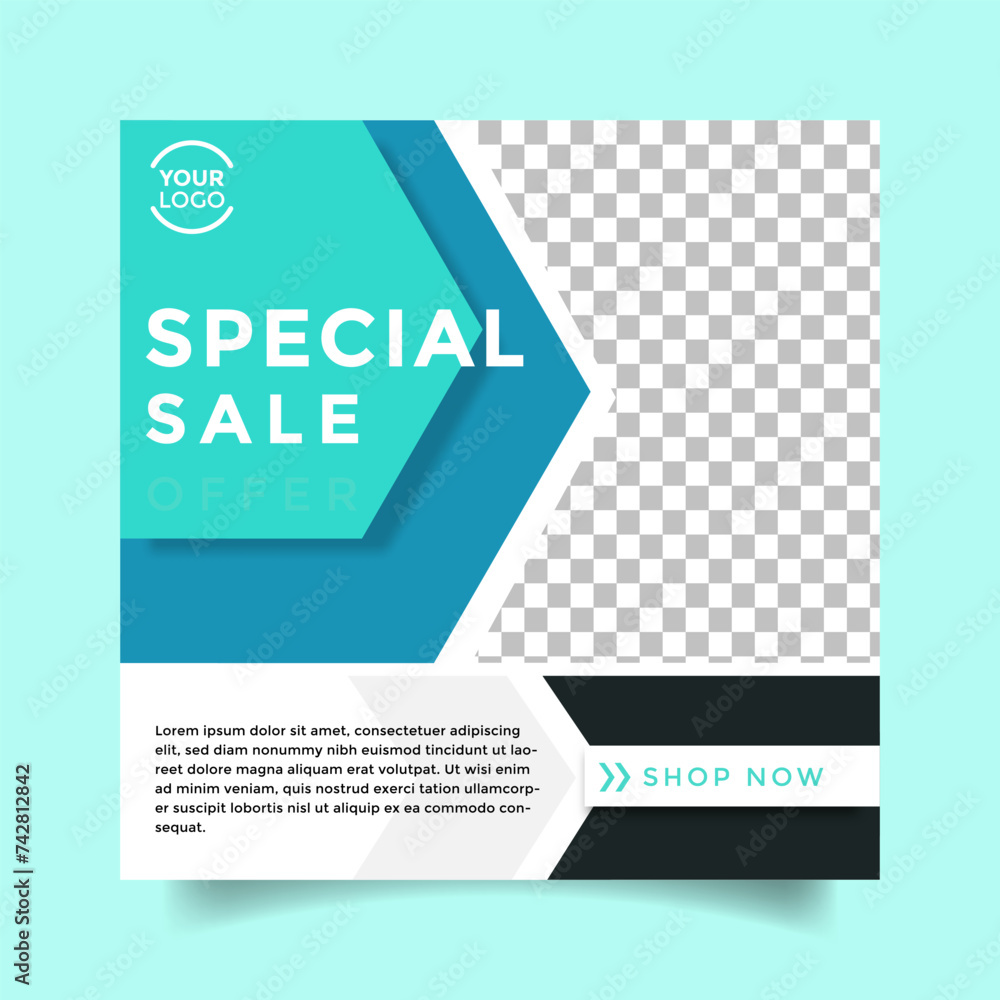 Fototapeta premium Vector colorful sale social media post design