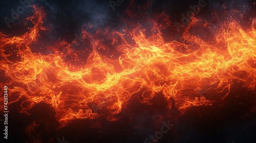 Intense Flames Rising Against a Dark Background, Capturing the Essence of Fire © photolas