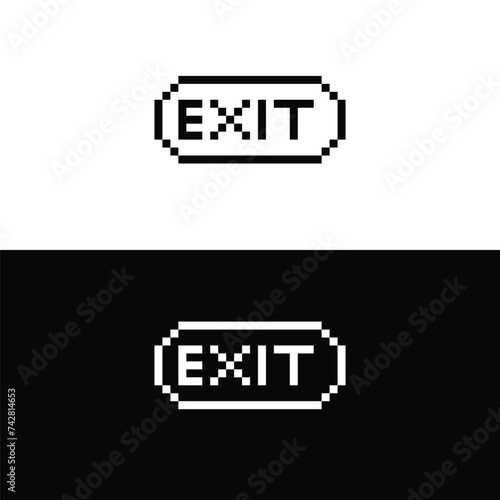 exit  button 8 bit text exit  Pixel art 8-bit for game 