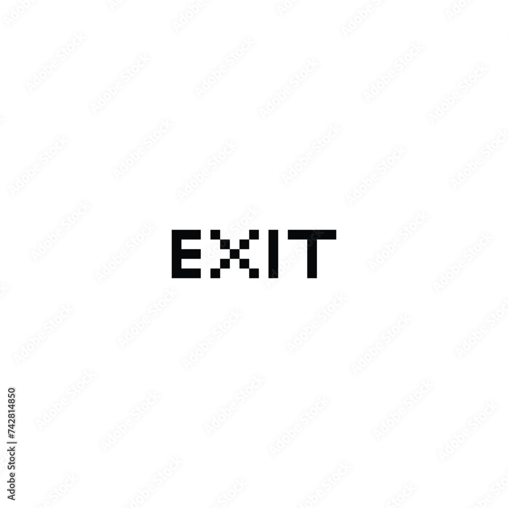 exit 8 bit text Pixel art 8-bit for game exit 8 bit text Pixel art 8-bit for game