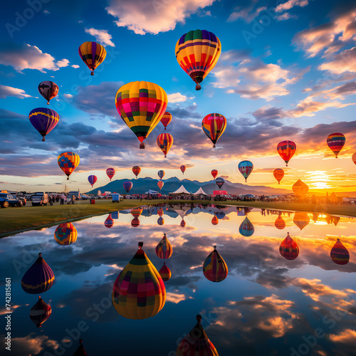 A colorful hot air balloon festival. 