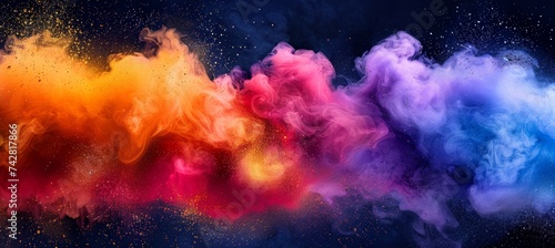 Mystical abstract colorful background on dark backdrop, perfect for design and artistic creativity.