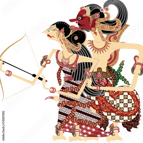 Wayang srikandi bima javanese shadow puppet