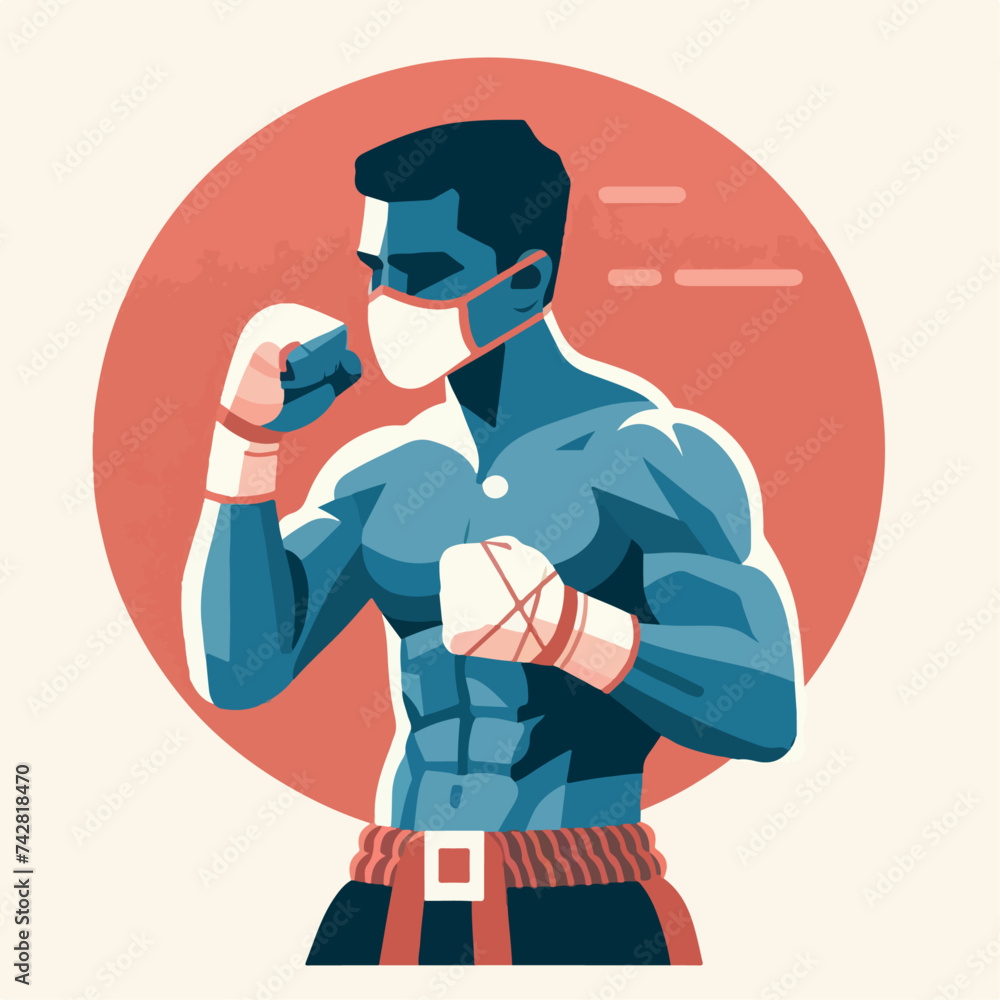 Muay Thai fighter illustration. Illustration of Muay Thai athlete
