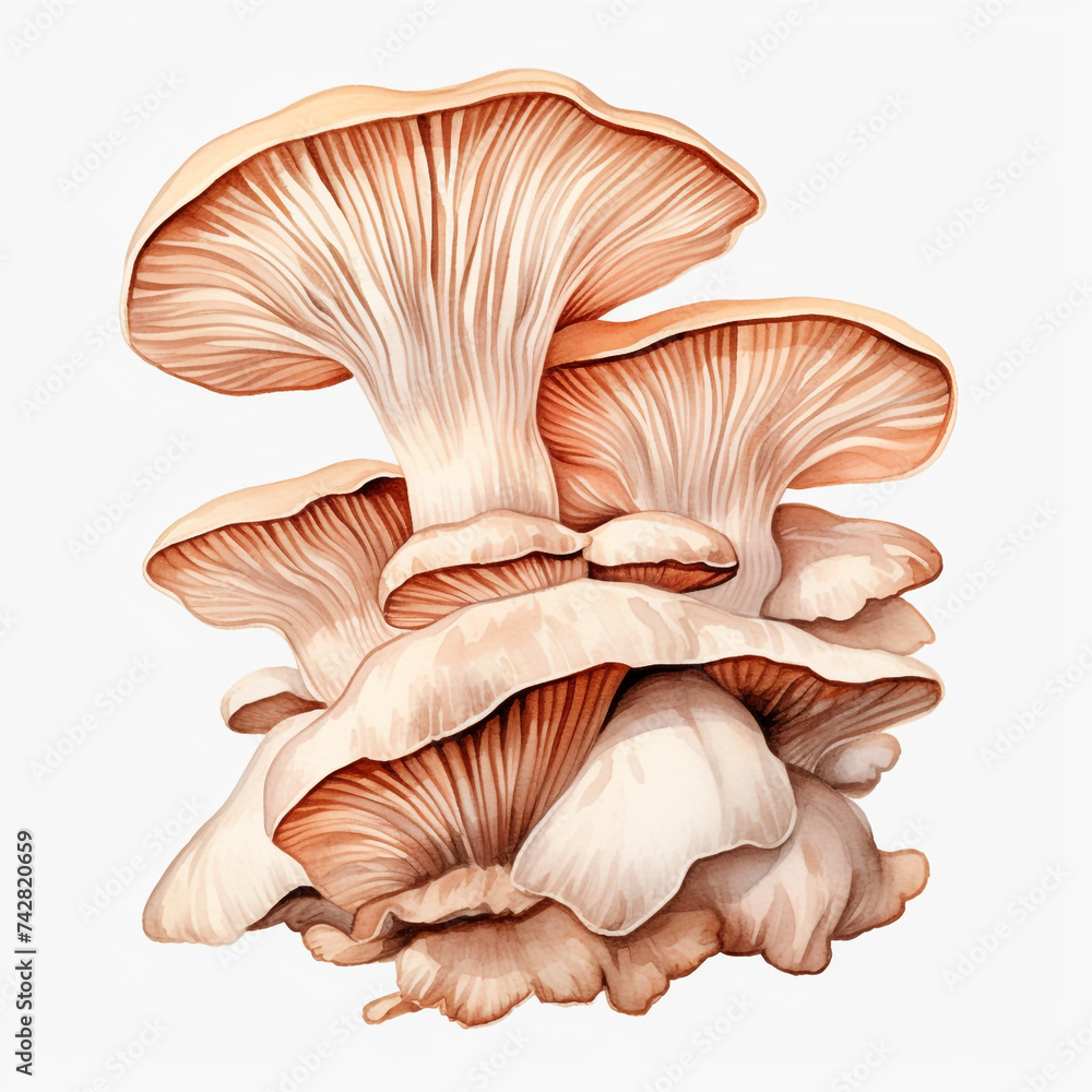 oyster mushroom clipart, watercolor, hand drawn, on a white background сreated with Generative Ai oyster mushroom clipart, watercolor, hand drawn, on a white background сreated with Generative Ai