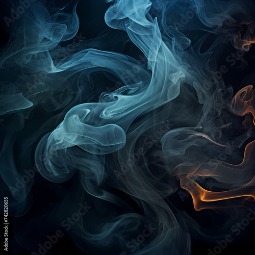 Abstract swirls of smoke against a dark background