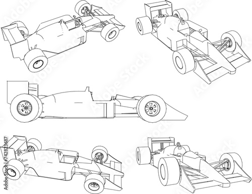 vector sketch design illustrator image of formula racing car