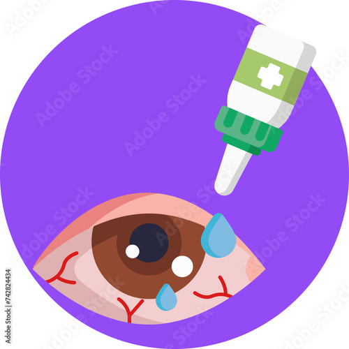 Allergy Relief Eye Drops Icon: Perfect for optometrist offices, eye care product packaging, and health app interfaces, it visually communicates the solution to dryness and discomfort.