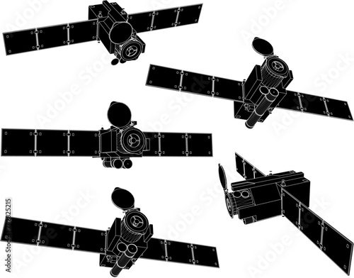 vector sketch illustration design of a space satellite floating in outer space