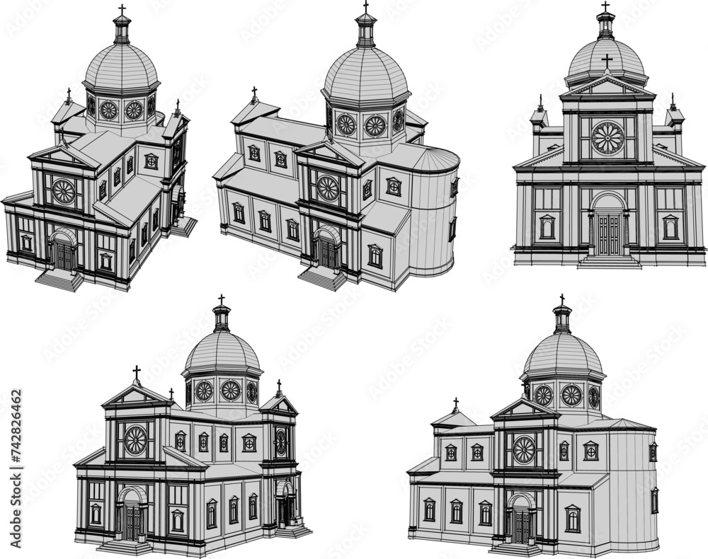 Vector sketch illustration design drawing of Christian holy church architecture