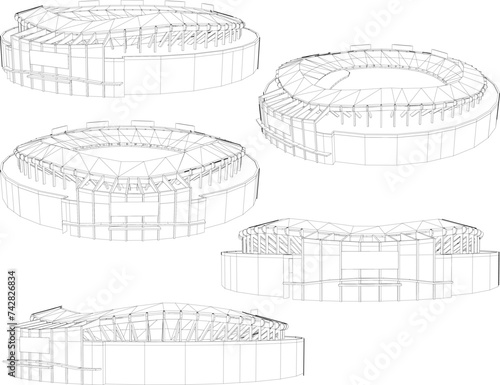 Vector sketch illustration design drawing of modern football stadium architecture