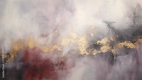 Closeup of abstract rough dark gold burgundy art painting texture, with oil acrylic brushstroke, pallet knife paint on canvas, geometric spatula technique