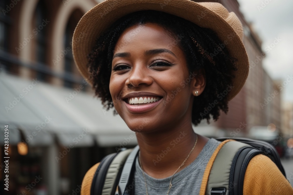 Happy wanderer in the city, casual and confident. Happy wanderer in the city, casual and confident.