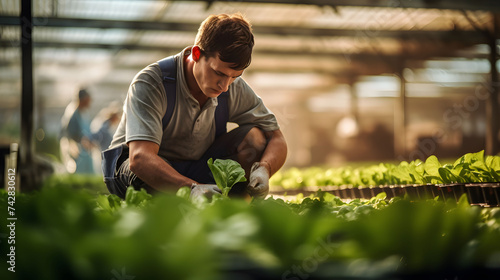 Agriculture farming harvest in a green house, Eco friendly environment, 