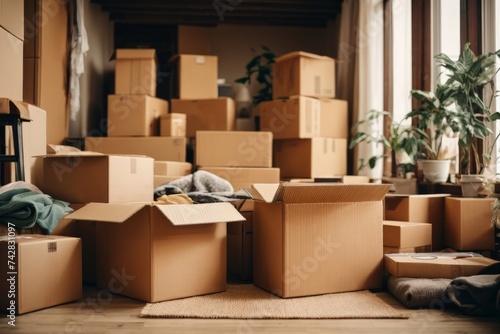 Packing up life, one box at a time, homely vibe.
