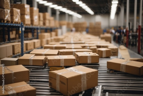 Endless flow of packages in a busy warehouse.